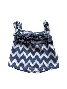 Burt's Bees Baby Navy and White Chevron Ruffle Tank